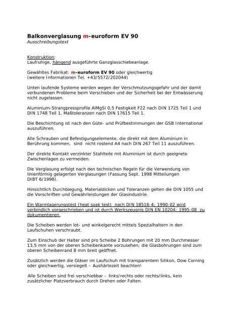 Balkonverglasung m-euroform EV 90 - Aweso (AT)