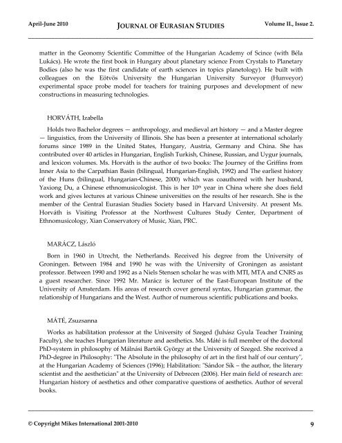 Journal of Eurasian Studies - EPA