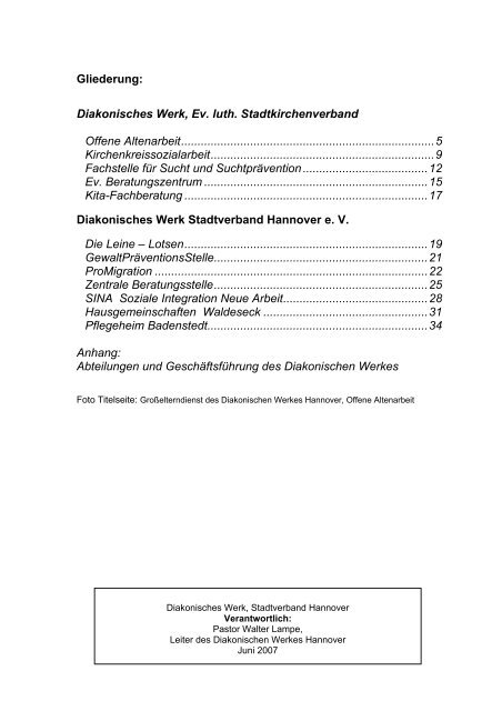 Zahlen und Statistiken 2006 - Diakonisches Werk Hannover