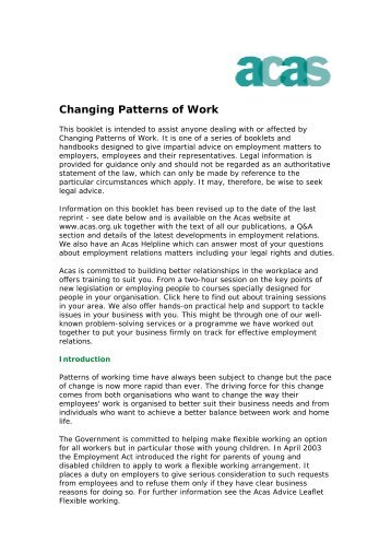 Changing Patterns of Work - Acas