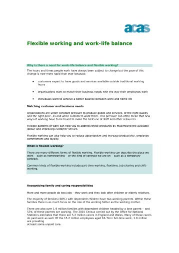 Flexible working and work-life balance - Acas