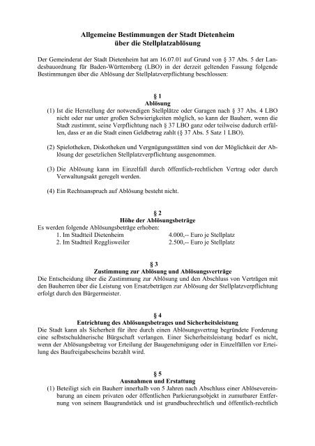 Stellplatzablosung Pdf In Dietenheim