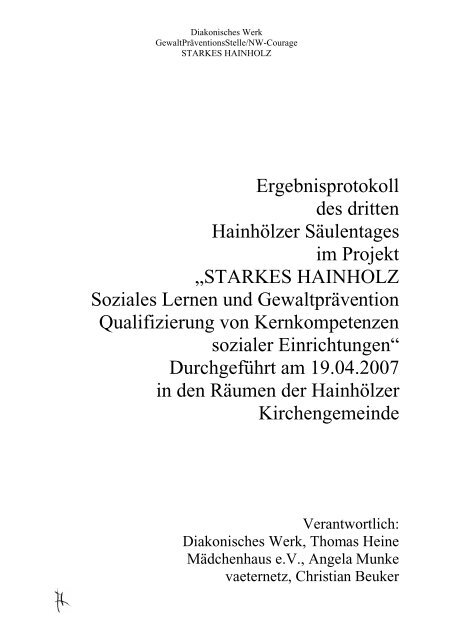 Protokoll des 3. Säulentages - Diakonisches Werk Hannover