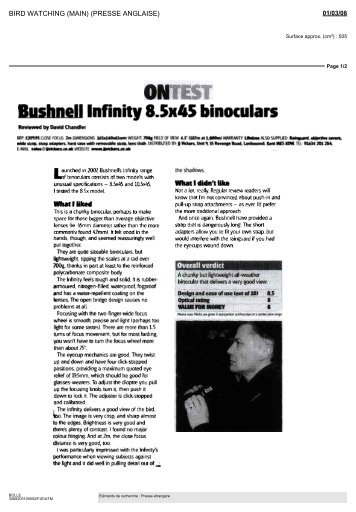 Bushnell Infinity 8.5x45 binoculars