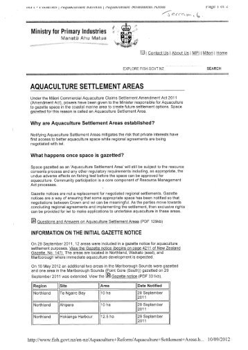 Jerram.6 MPI Aquaculture Reform Aquaculture Settlement Areas