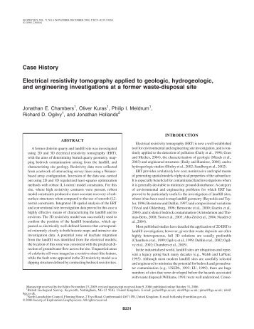 Case History Electrical resistivity tomography applied to geologic ...