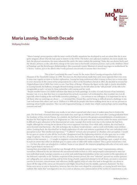 Maria Lassnig. The Ninth Decade - Mumok