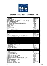 Liste des exposants / exhibitor list - Milipol