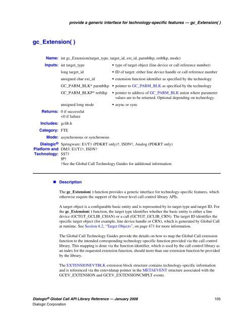 Dialogic® Global Call API Library Reference