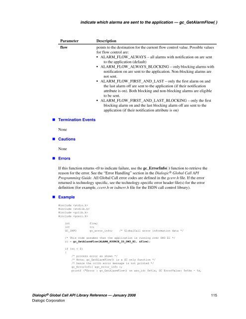 Dialogic® Global Call API Library Reference