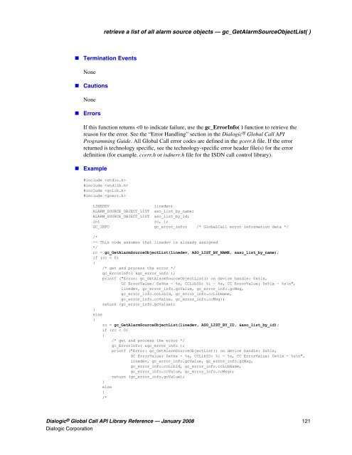 Dialogic® Global Call API Library Reference