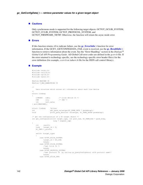 Dialogic® Global Call API Library Reference