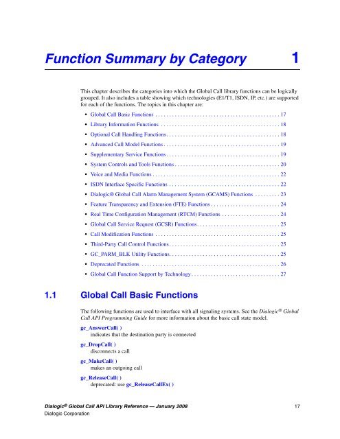 Dialogic® Global Call API Library Reference