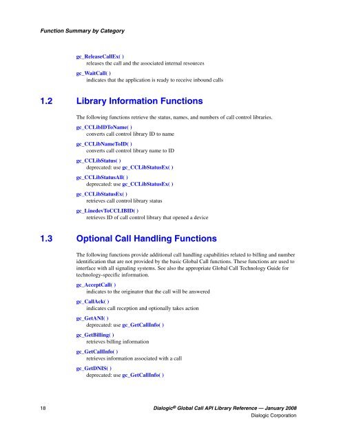 Dialogic® Global Call API Library Reference