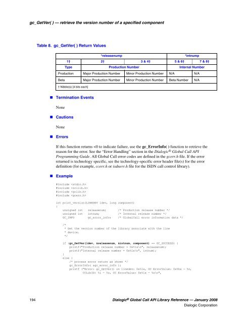 Dialogic® Global Call API Library Reference