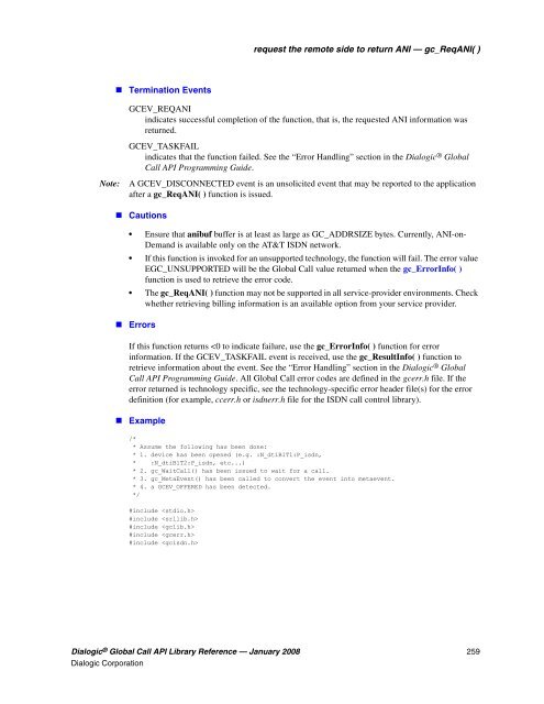 Dialogic® Global Call API Library Reference