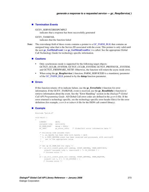 Dialogic® Global Call API Library Reference