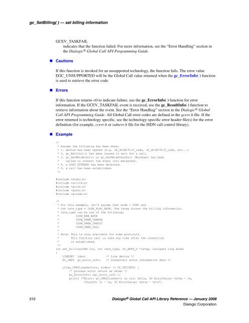 Dialogic® Global Call API Library Reference