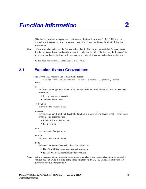 Dialogic® Global Call API Library Reference