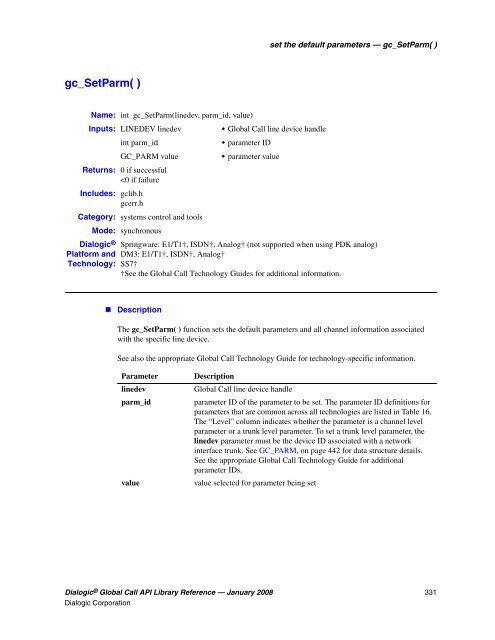 Dialogic® Global Call API Library Reference