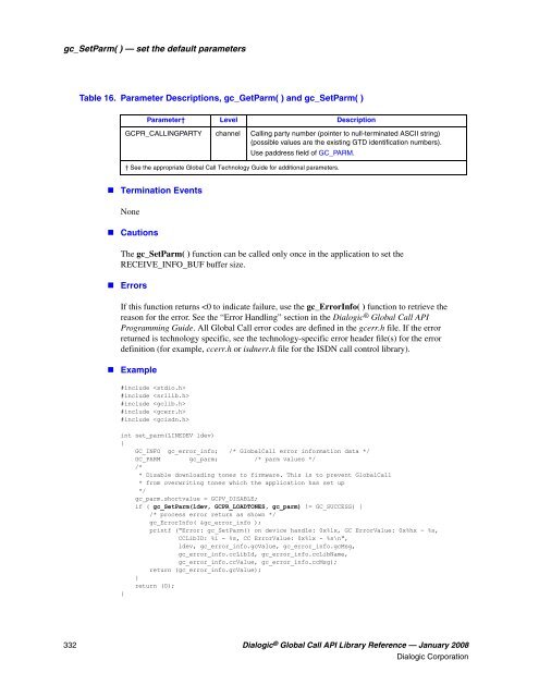 Dialogic® Global Call API Library Reference