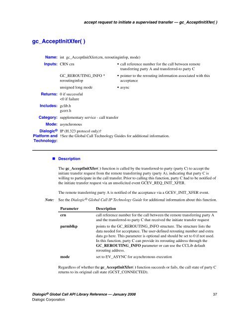 Dialogic® Global Call API Library Reference