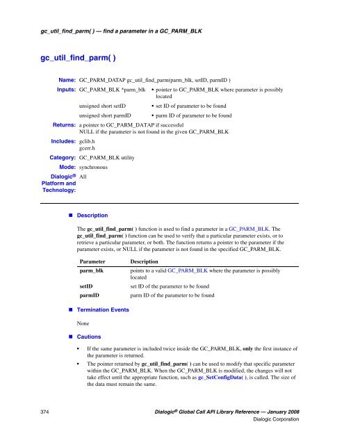 Dialogic® Global Call API Library Reference