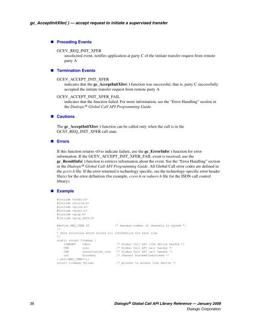 Dialogic® Global Call API Library Reference