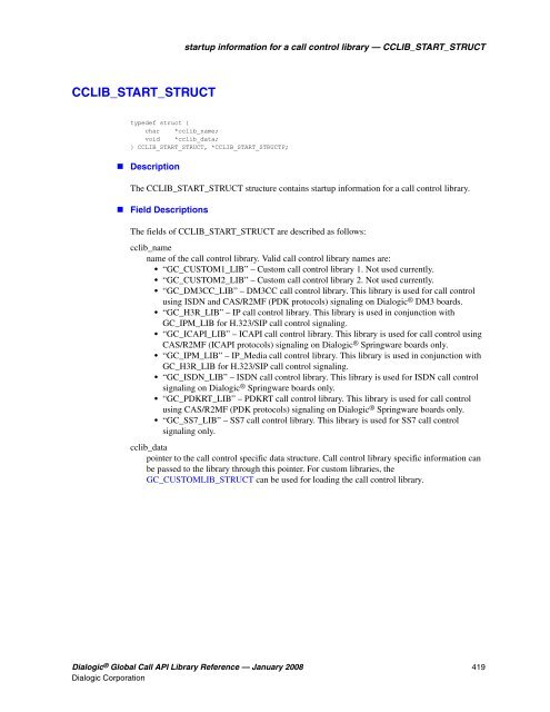 Dialogic® Global Call API Library Reference