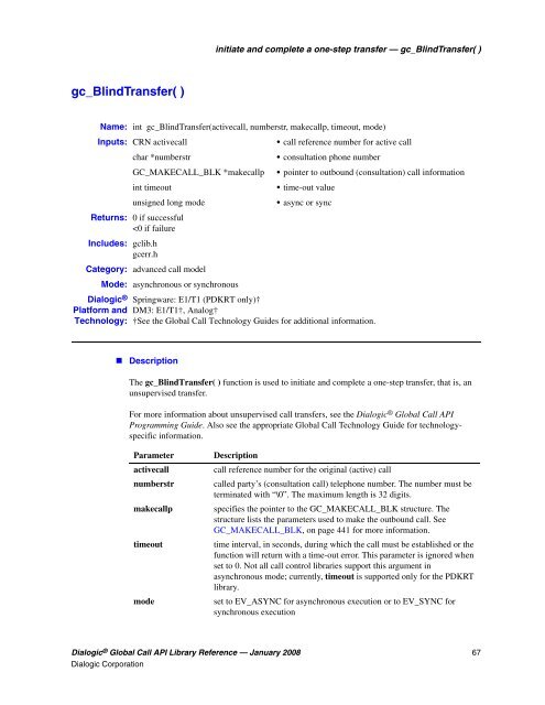 Dialogic® Global Call API Library Reference