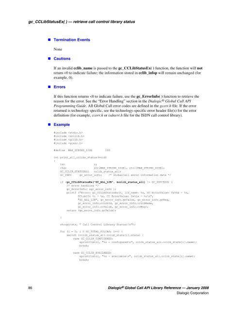 Dialogic® Global Call API Library Reference