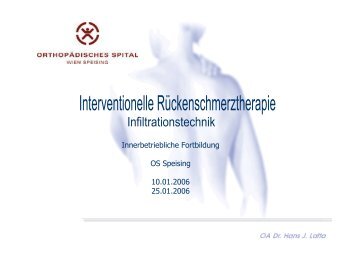 Lumbale Facettengelenksinfiltration - Orthopädisches Spital Speising