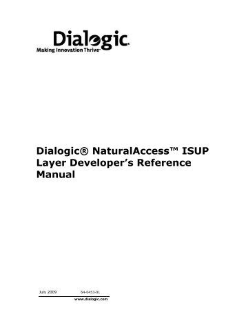 DialogicÃÂ® NaturalAccessÃ¢ÂÂ¢ ISUP Layer Developer's Reference ...