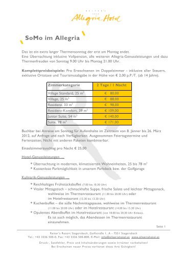 SoMo im Allegria - Reiters Resort Stegersbach