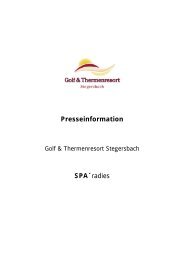 Presseinformation SPA´radies - Reiters Resort Stegersbach