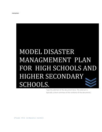 Model Disaster Management Plan - Education Department of Assam ...