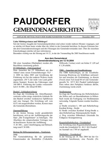 PAUDORFER GEMEINDENACHRICHTEN