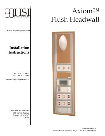 Installation Instruction for Axiom Headwall - Hospital Systems, Inc.