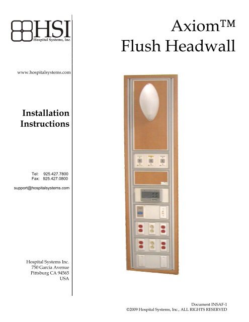 Installation Instruction for Axiom Headwall - Hospital Systems, Inc.