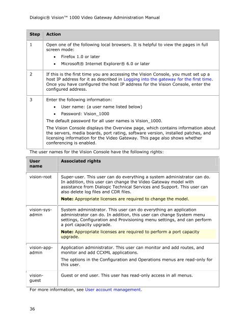 Dialogic Vision 1000 Video Gateway Administration Manual