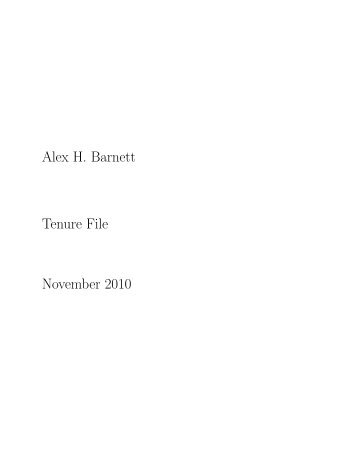 Alex H. Barnett Tenure File November 2010 - Dartmouth College