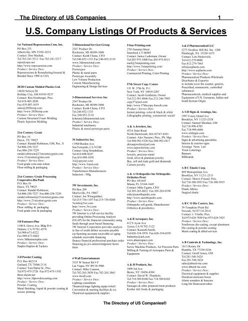 U.S. Company Listings Of Products &amp; Services - Global Contact