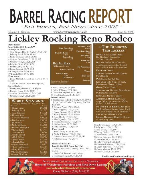 Lickley Rocking Reno Rodeo - Barrel Racing Report