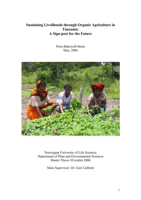 Sustaining Livelihoods through Organic Agriculture in Tanzania - UMB