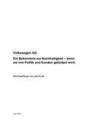 Volkswagen AG Ein Bekenntnis zur Nachhaltigkeit – wenn sie von ...