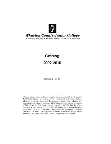 Catalog - Wharton County Junior College