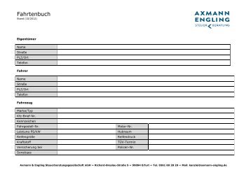 Vordruck Musterfahrtenbuch - Axmann & Engling