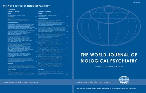 The World Journal Of Biological Psychiatry Wfsbp
