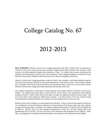 Course Descriptions - Wharton County Junior College