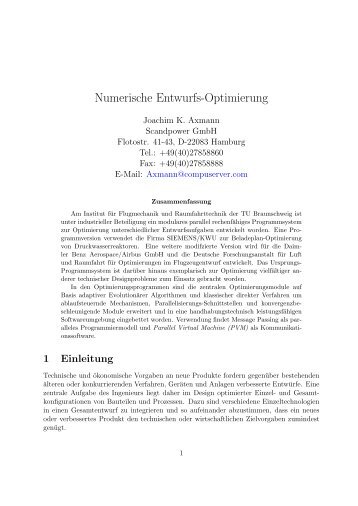 Joachim Axmann, Numerische Entwurfs Optimierung - Institut für ...